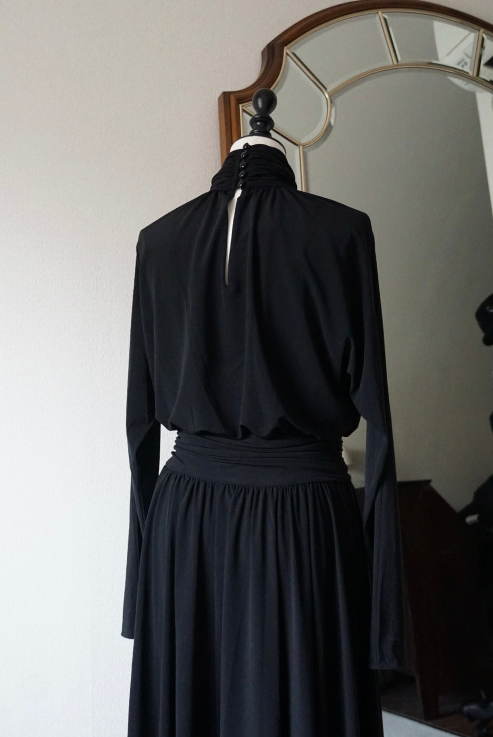 1980's Black High Neck Dress