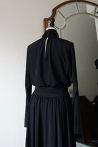 1980's Black High Neck Dress