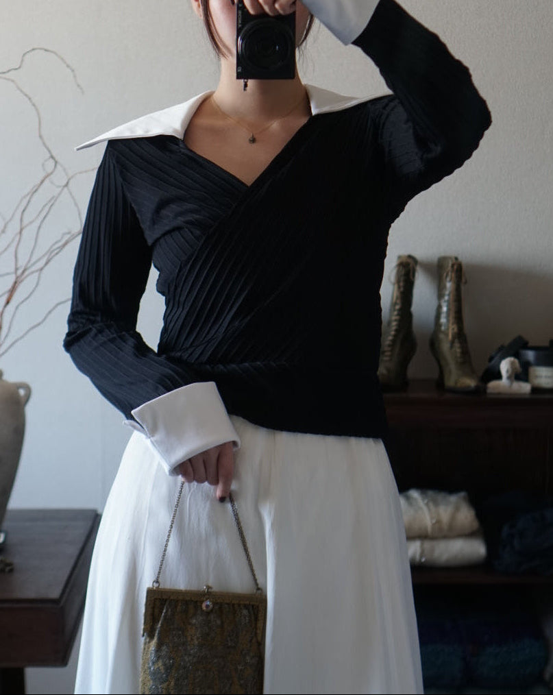 Vintage Big Satin Collar Shirt