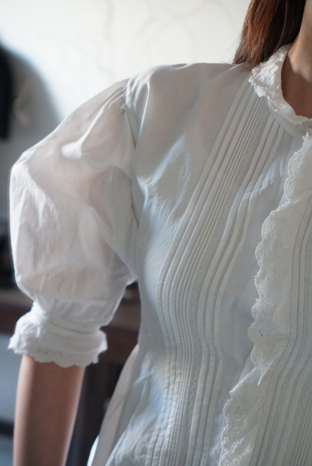 Antique French White Cotton Blouse