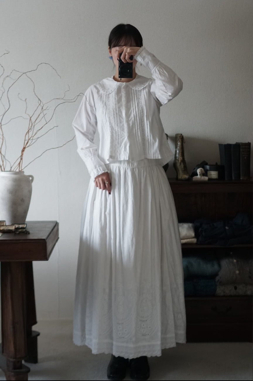 Antique French White Cotton Blouse