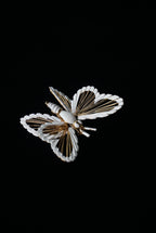 Vintage MONET Butterfly White Enamel Brooch