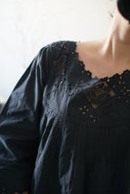 Antique French Cotton Filet lace Long Dress