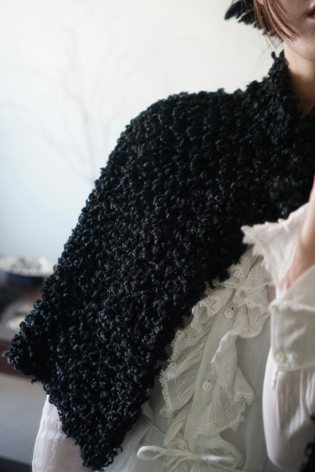 Edwardian Black Wool Short Cape