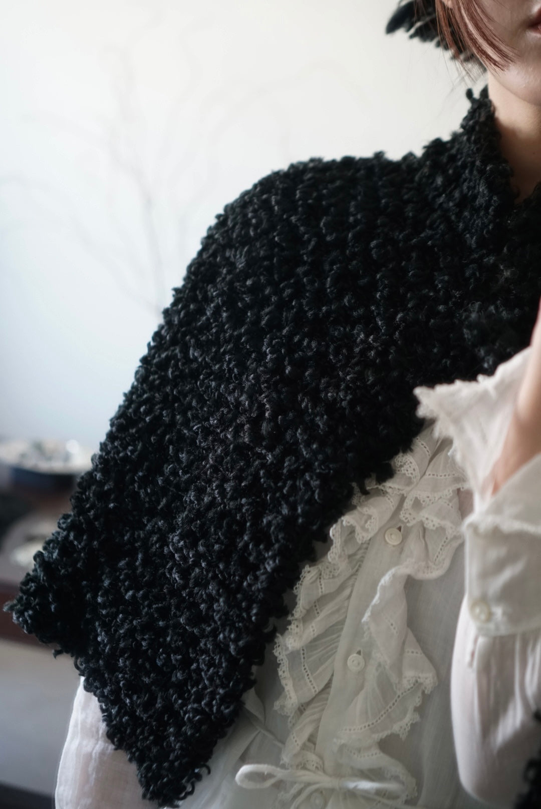 Edwardian Black Wool Short Cape