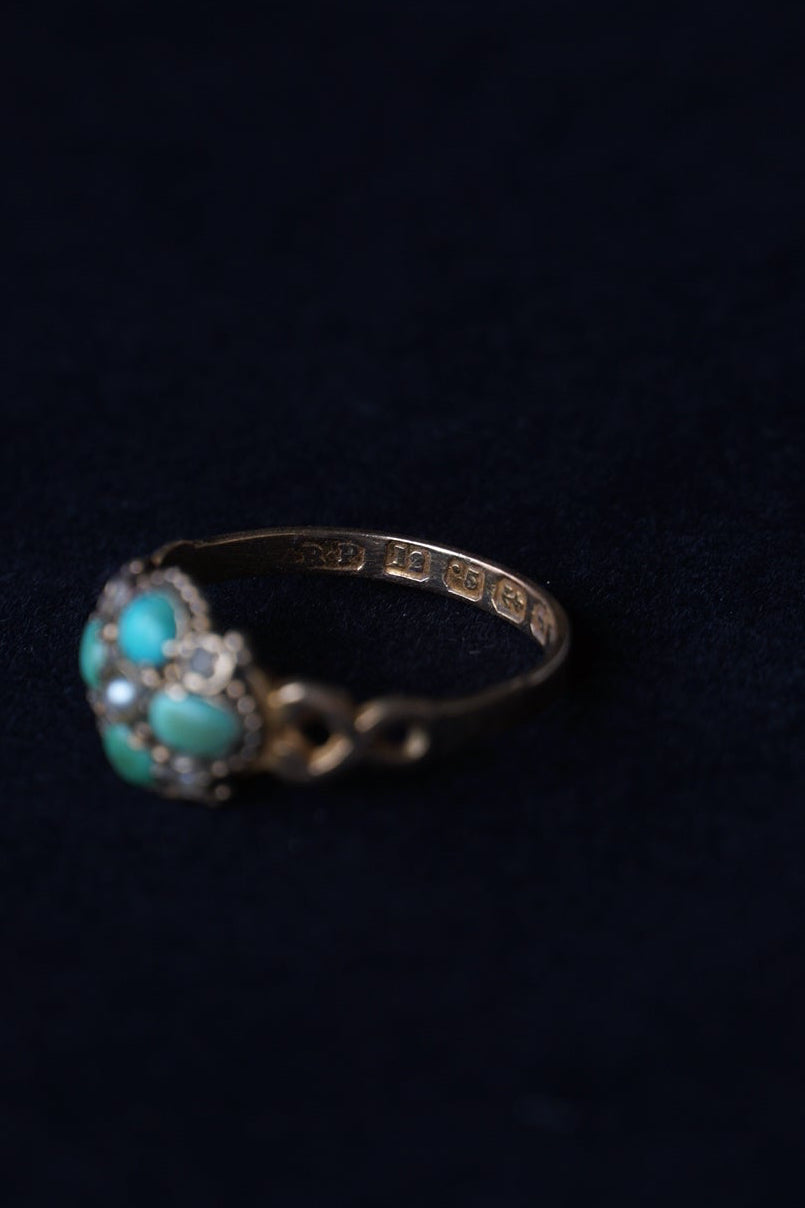 1864-65 Turquoise×Pearl×White Garnet Ring