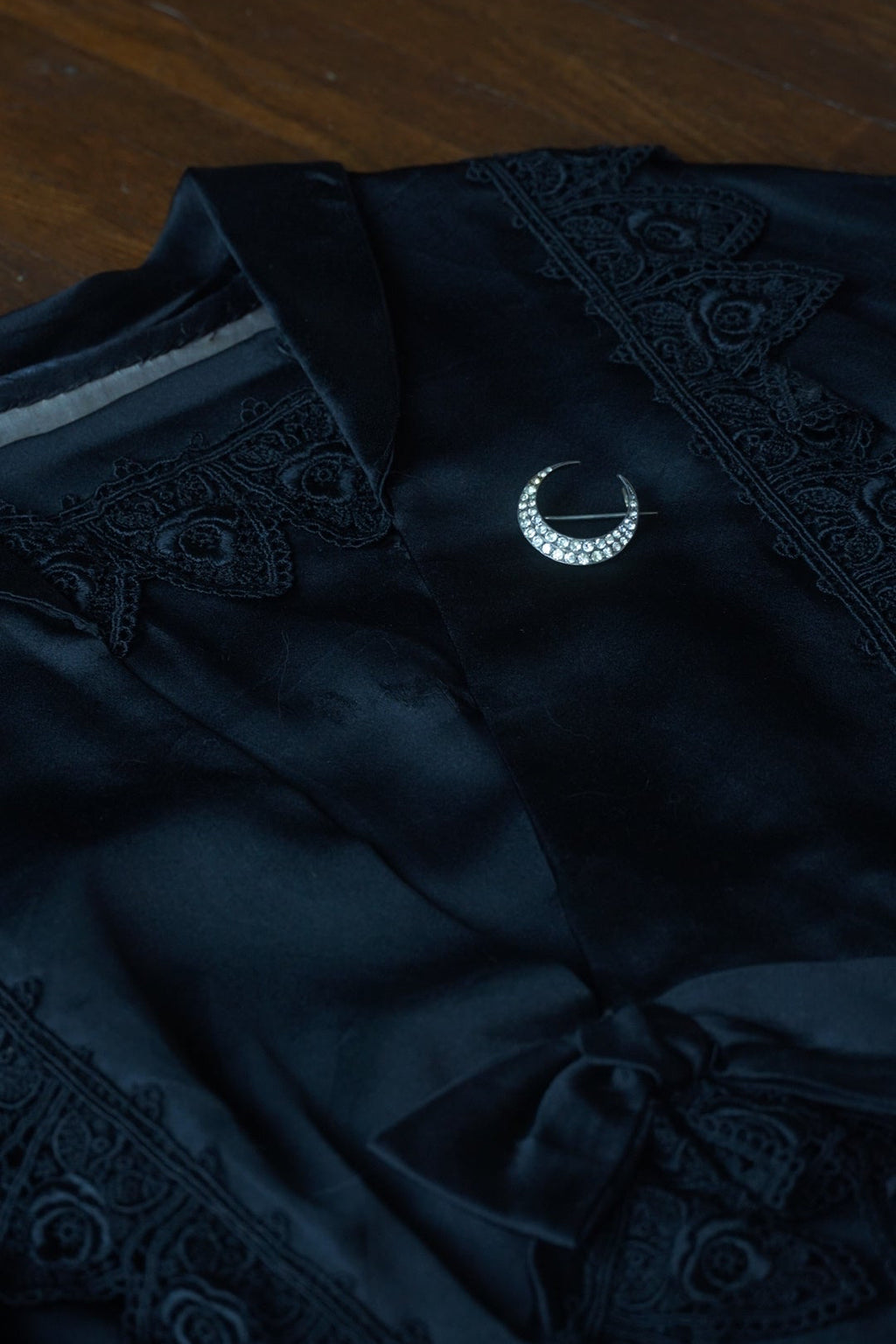 1920-30's Crescent Moon Glass Brooch