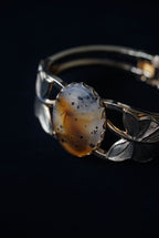 Vintage Speckled Agate Gold Leaf Bangle