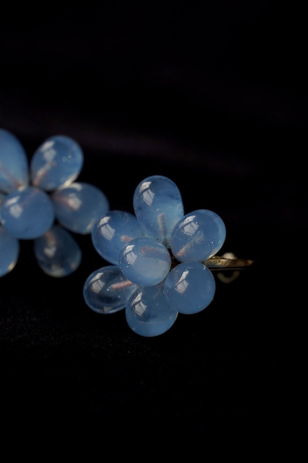 1940's French Blue Glass Earrings