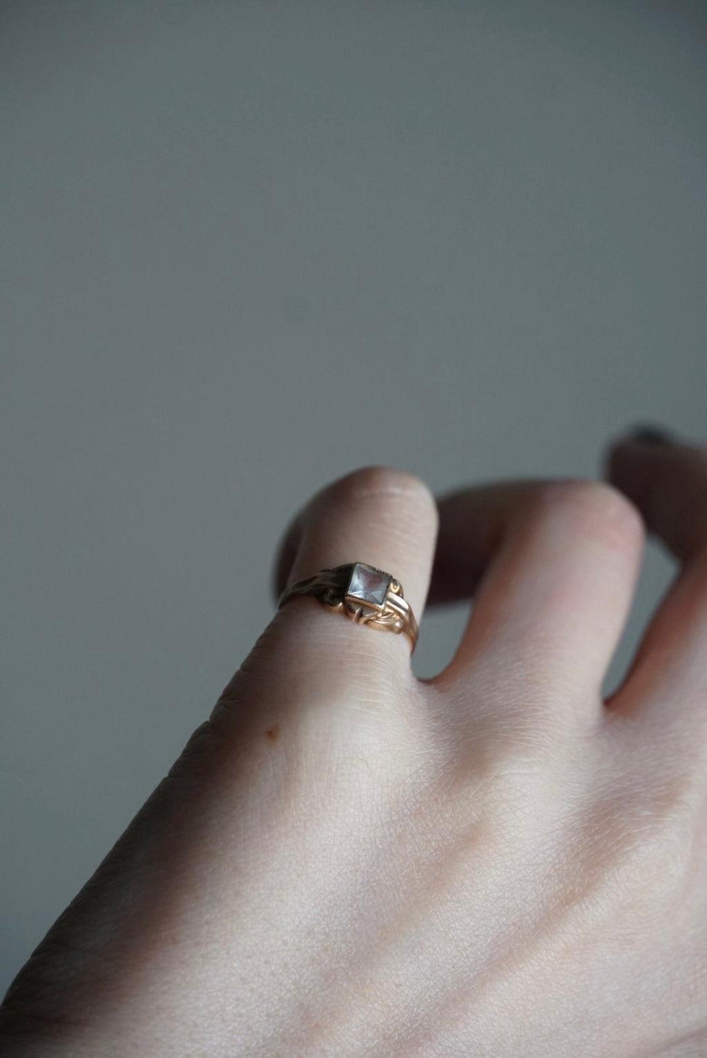 Edwardian 10K Pinky Ring with Glass Stone