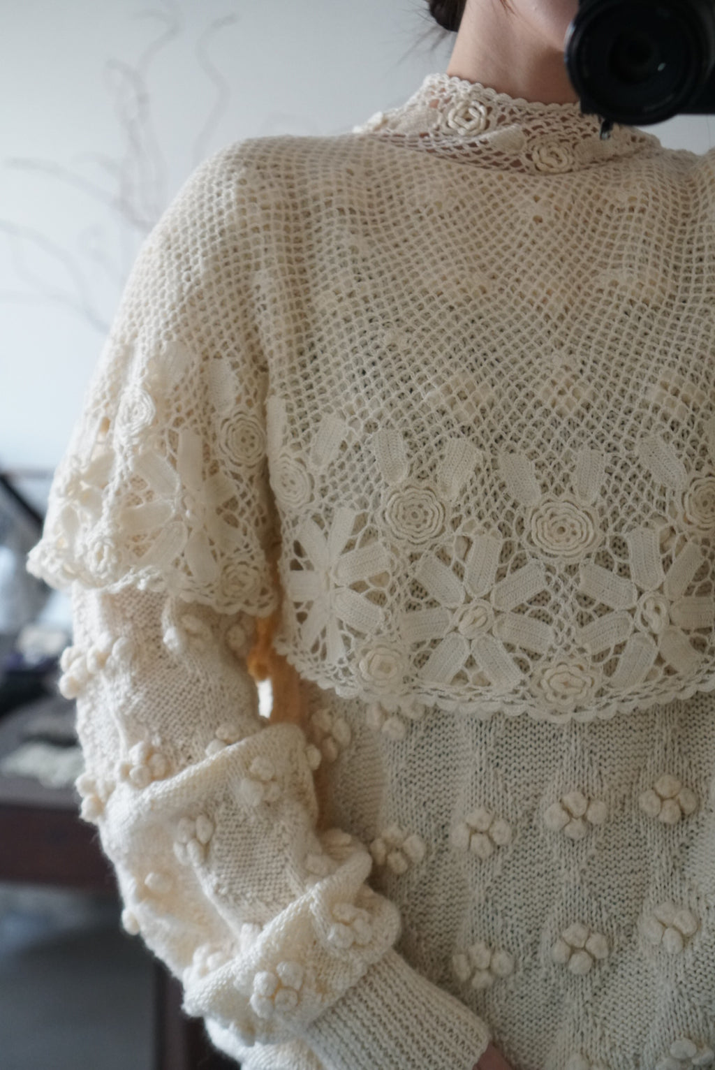 Vintage Crochet Knit with Cape