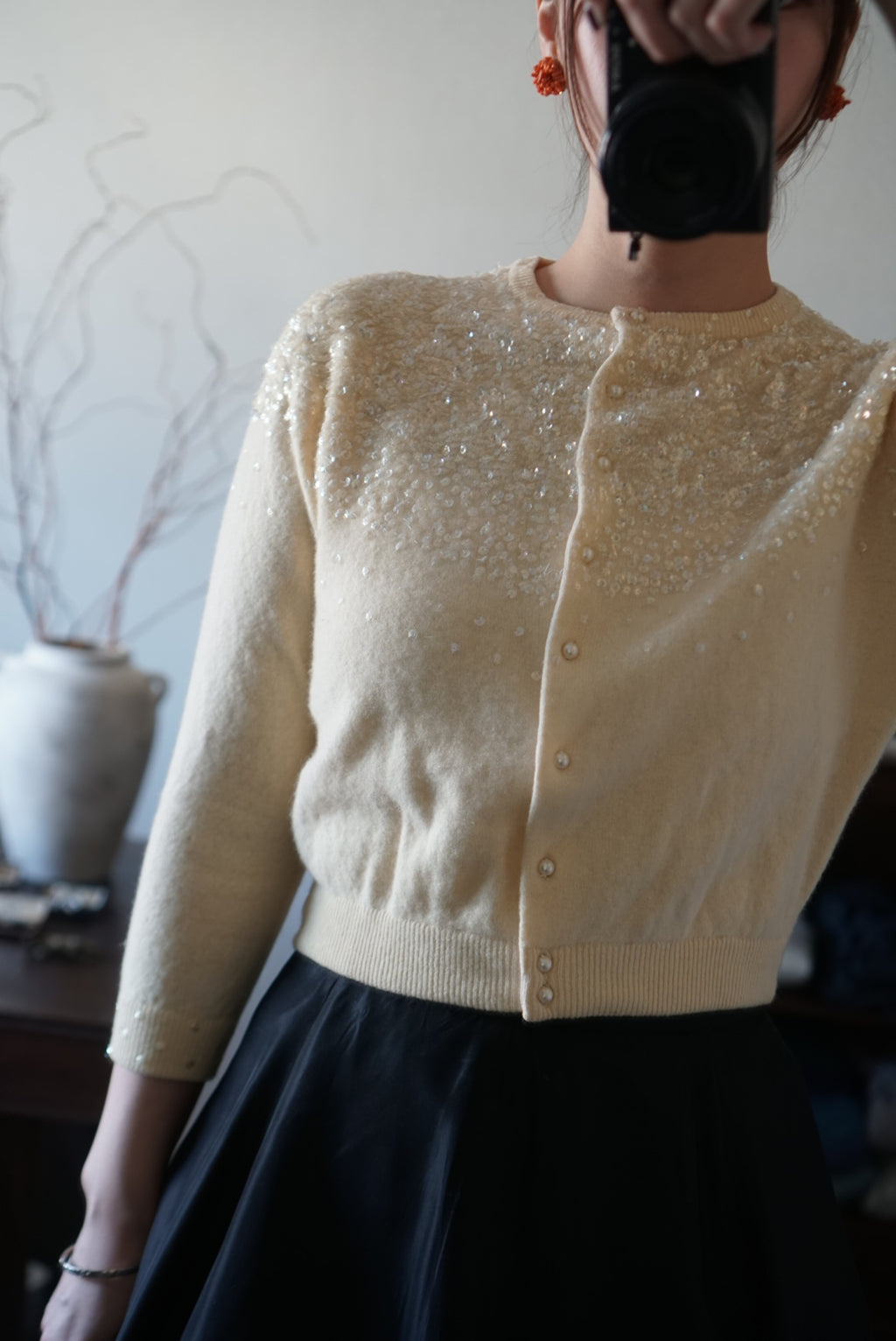 1950's Sequins Wool Cardigan