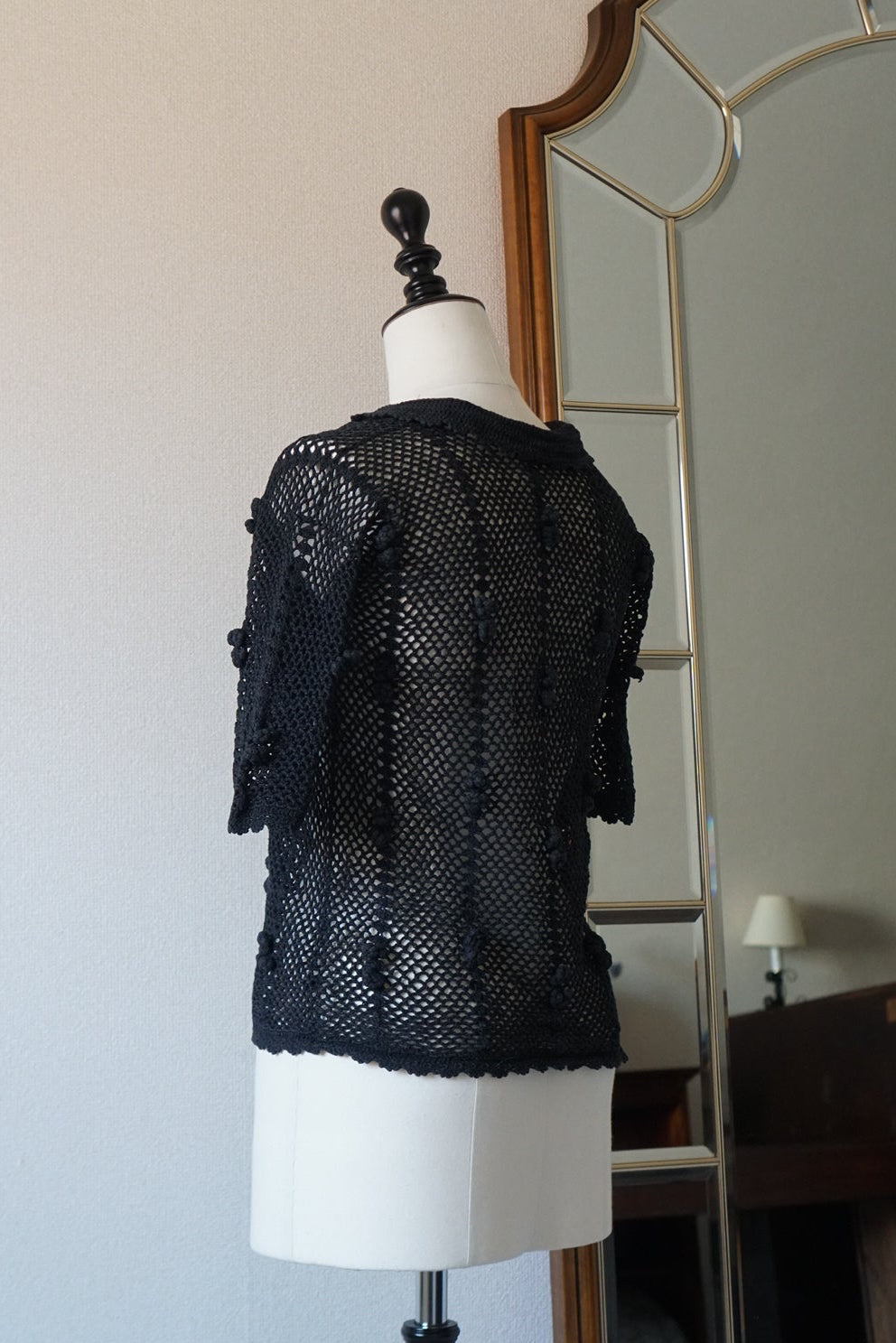 1950's Hand Crocheted Black Blouse