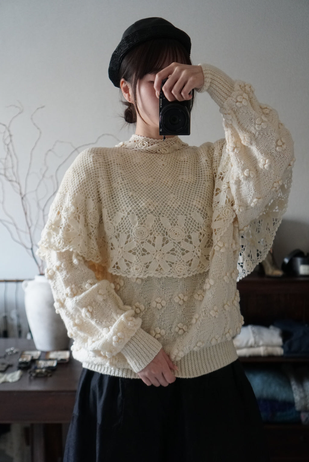 Vintage Crochet Knit with Cape