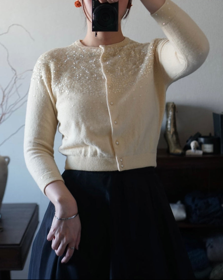 1950's Sequins Wool Cardigan