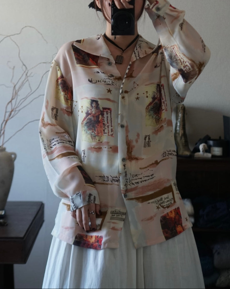 Vintage Printed Chiffon Shirt