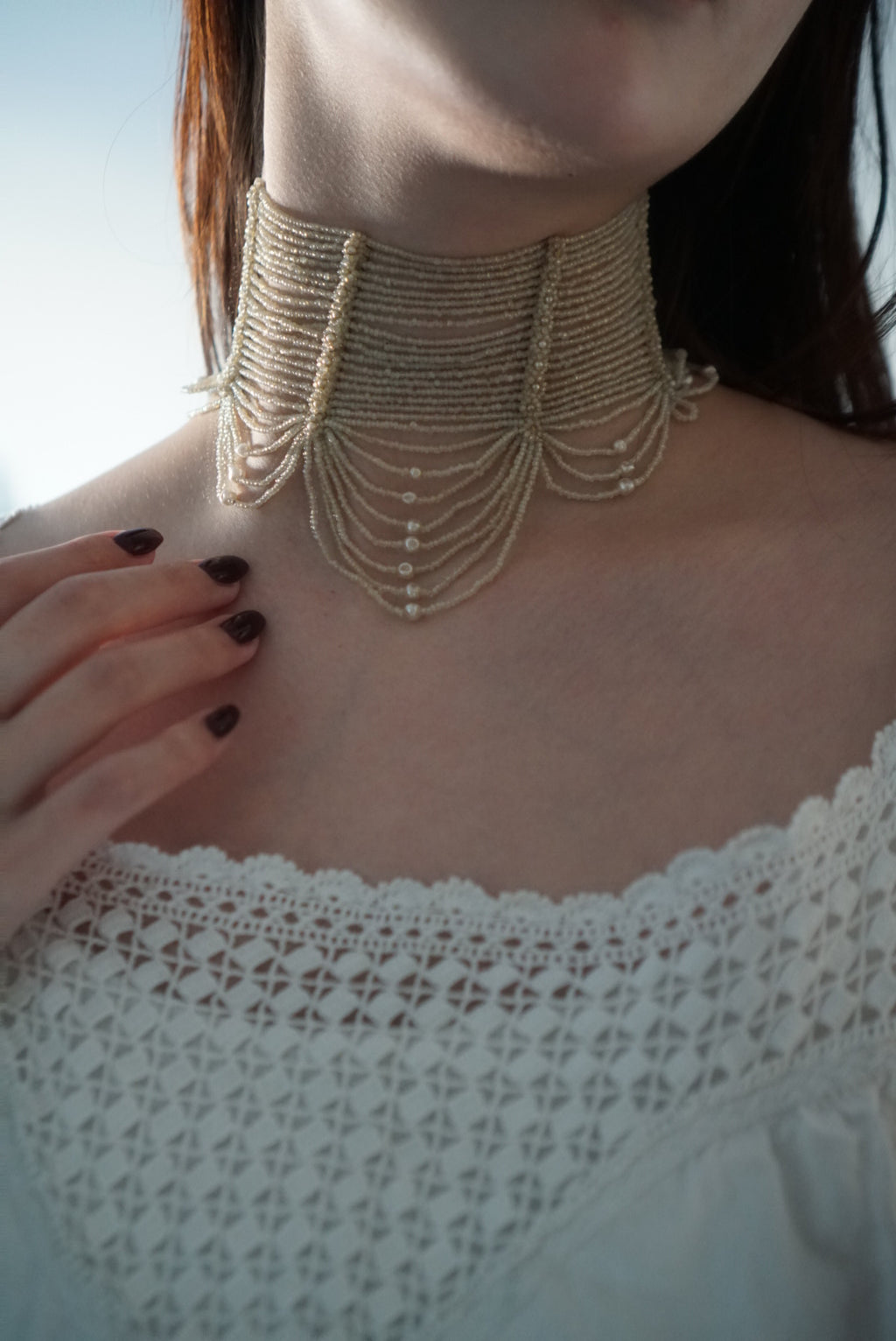 Victorian Glass Pearl Special Collar