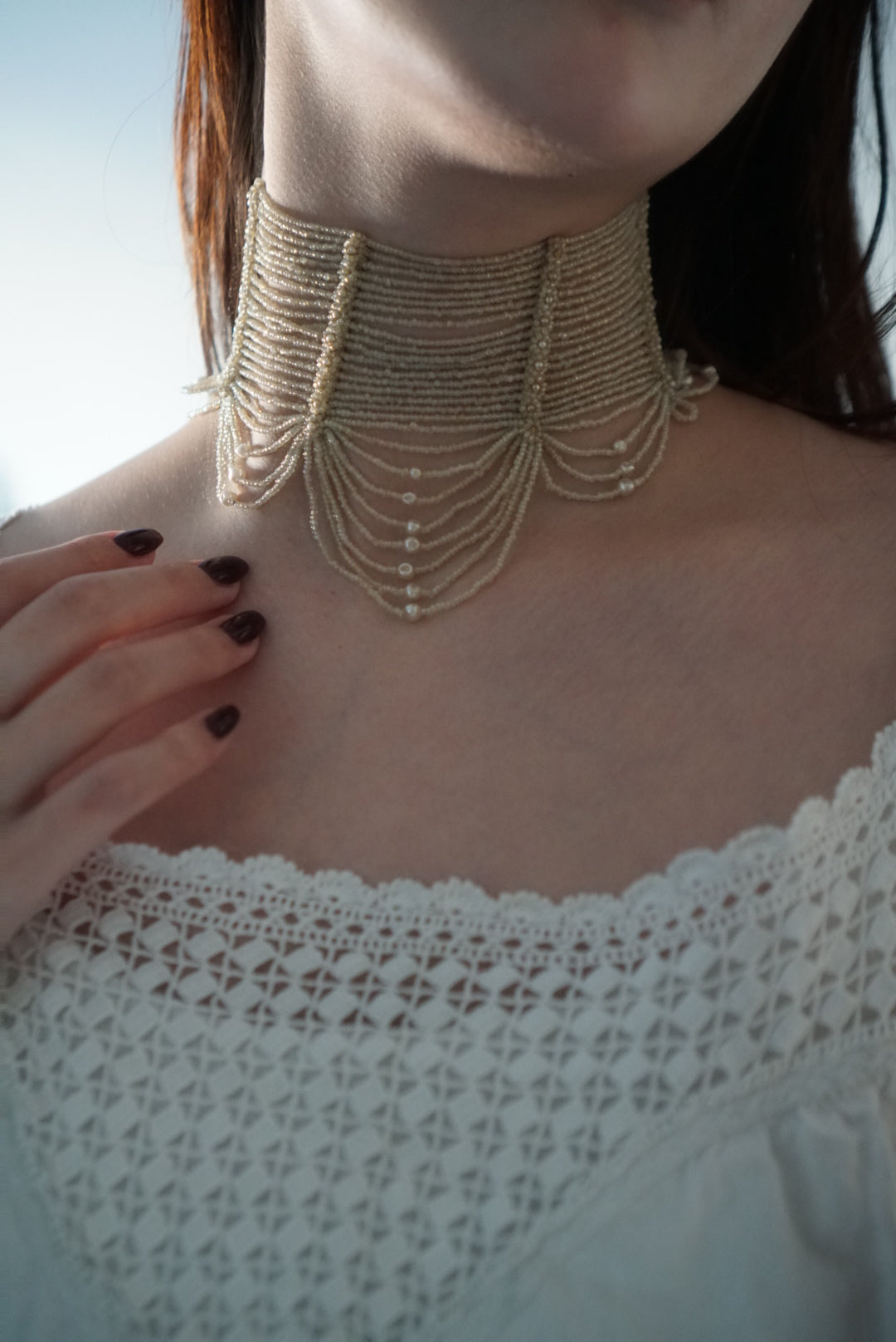 Victorian Glass Pearl Special Collar