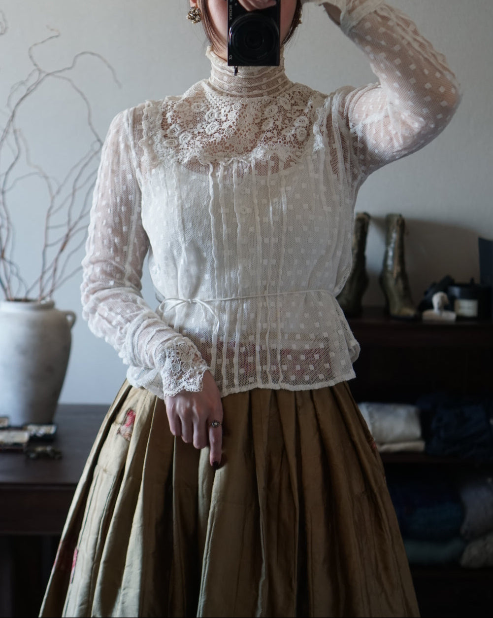 Edwardian High Neck Lace Blouse