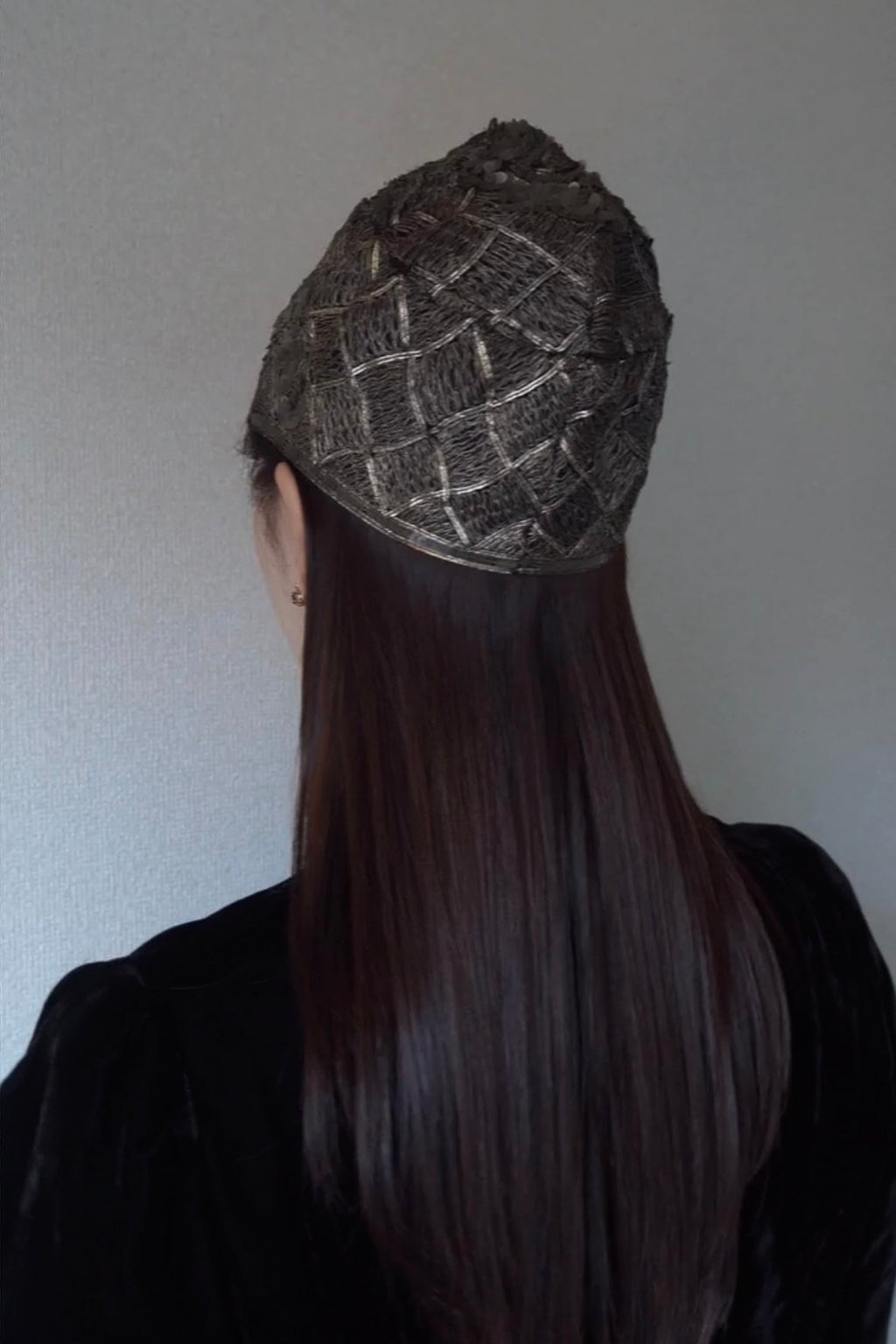 1920’s Gold Cloche Metallic Thread×Sequins Heads Dress