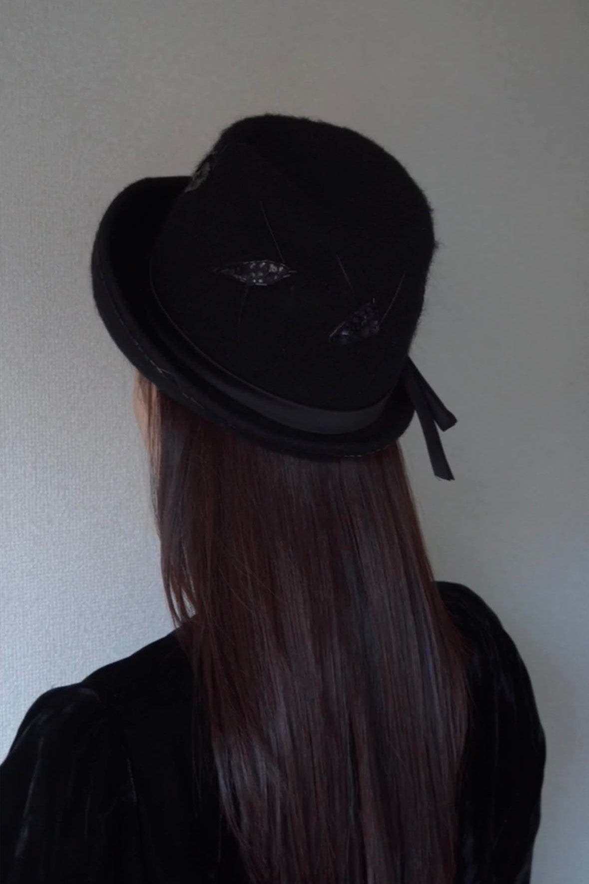 1960’s Beads Black Felt Hat