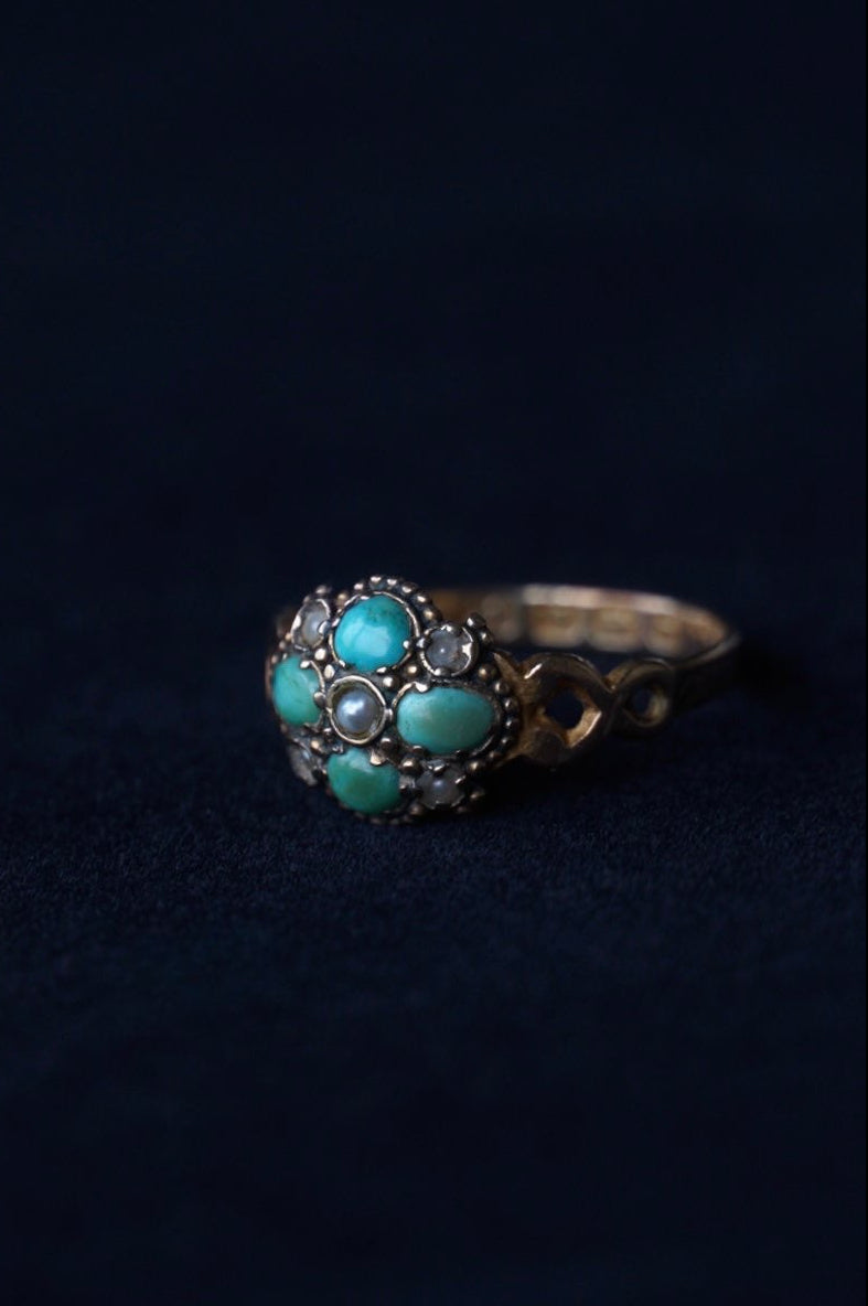 1864-65 Turquoise×Pearl×White Garnet Ring