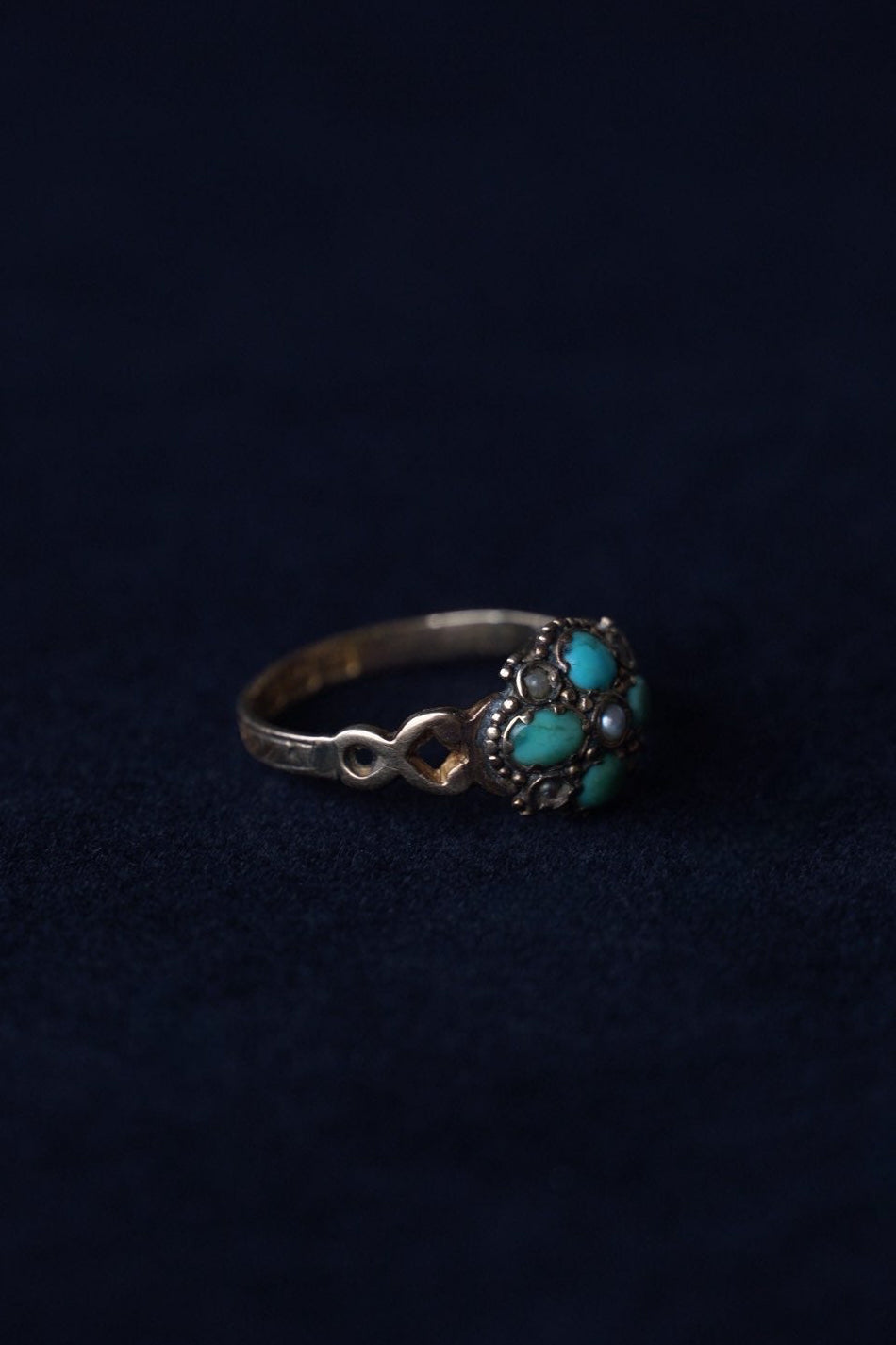 1864-65 Turquoise×Pearl×White Garnet Ring