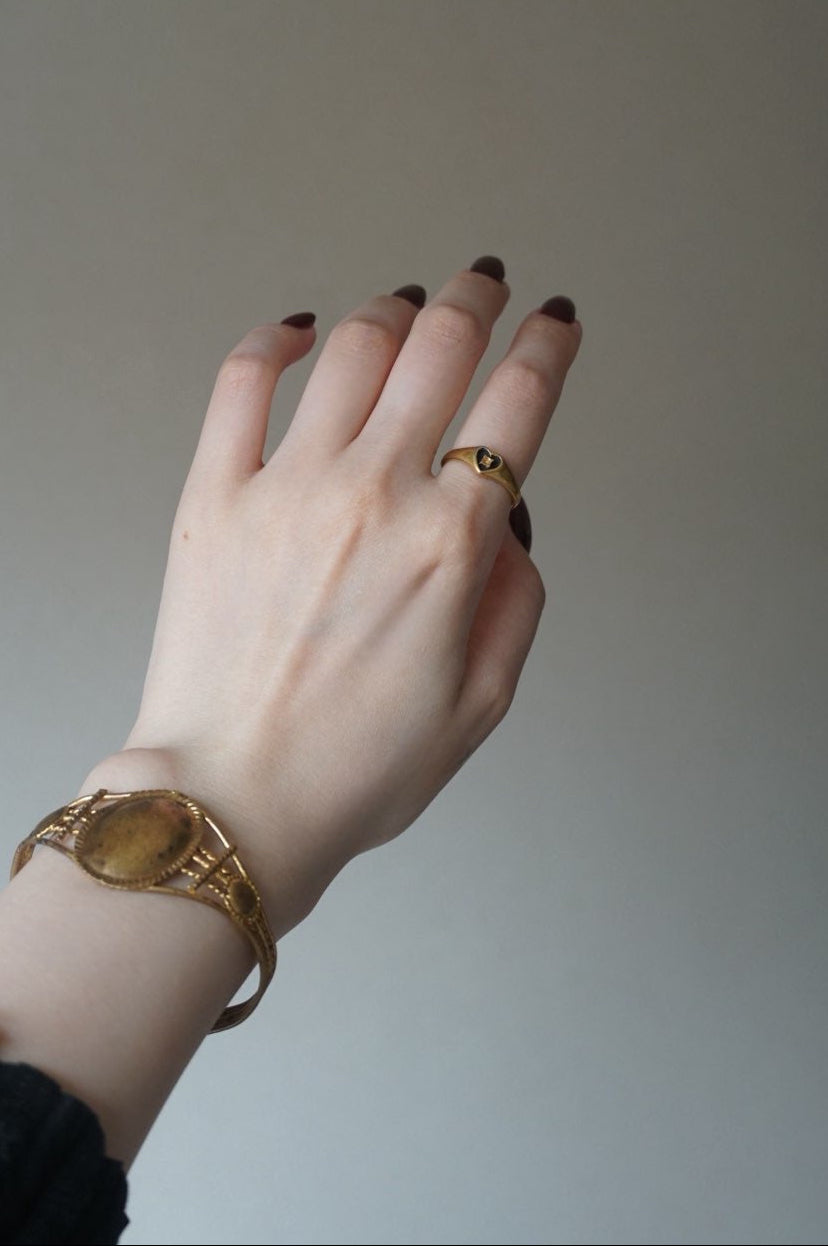 Vintage 18K Black Heart Ring