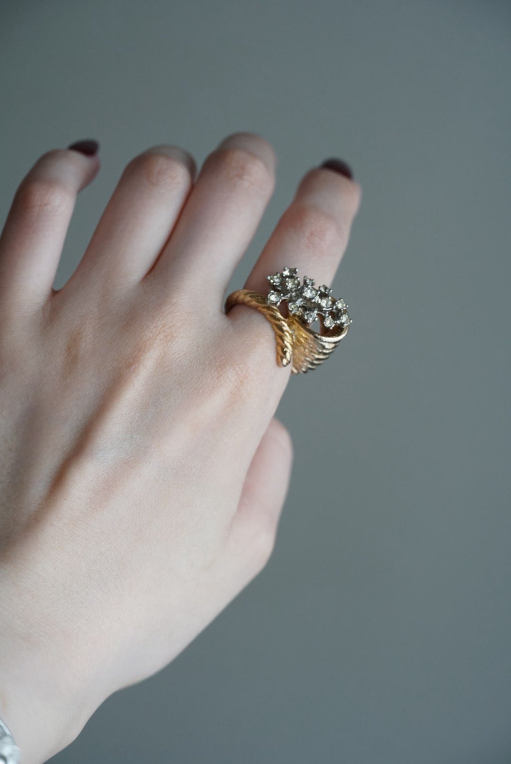 Vintage Twisted Cut Glass Bouquet Ring