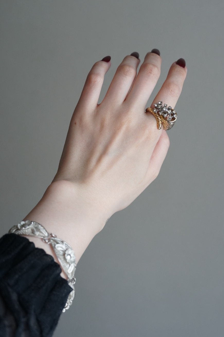 Vintage Twisted Cut Glass Bouquet Ring