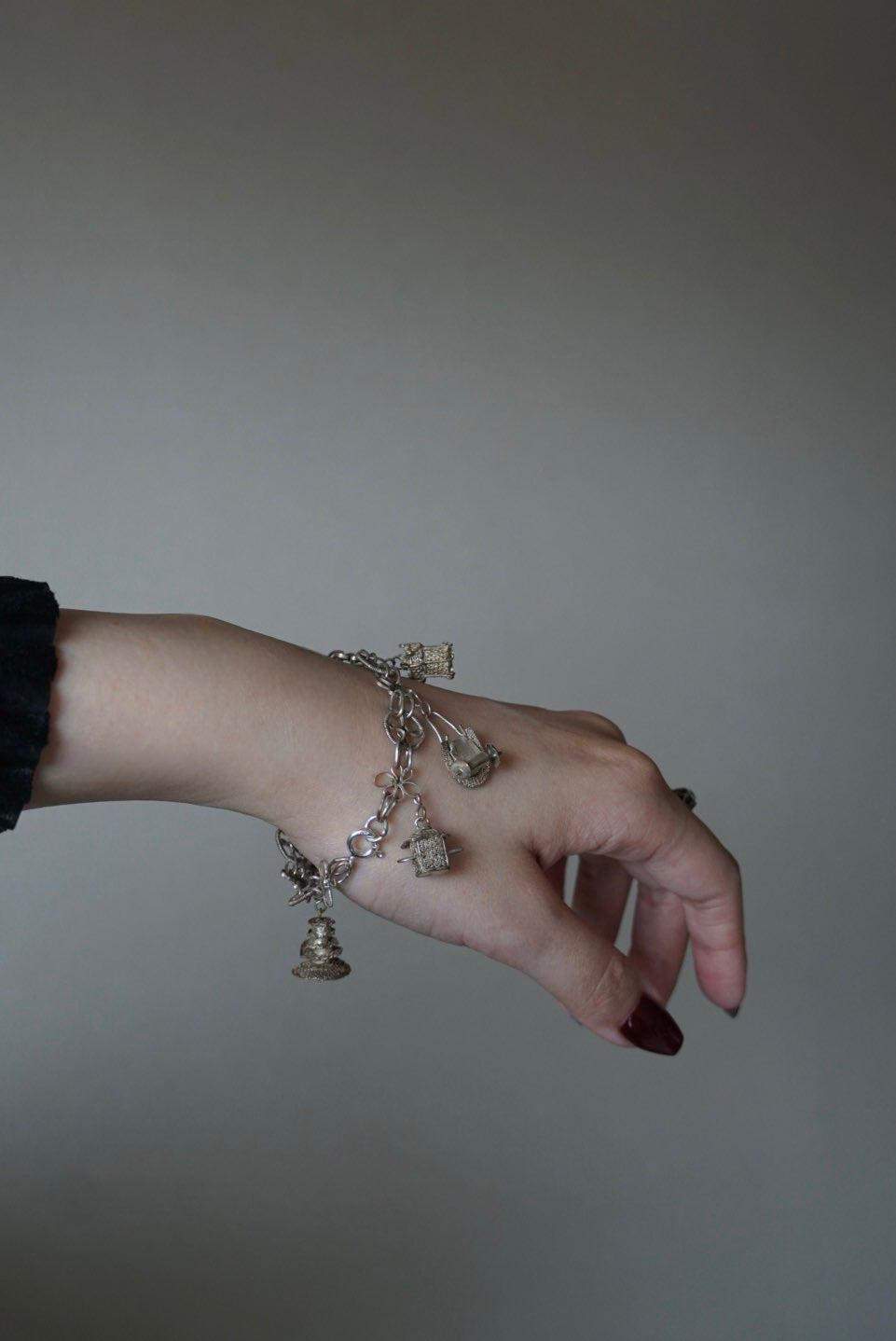 Vintage 800silver Bracelet with Filigree Charm