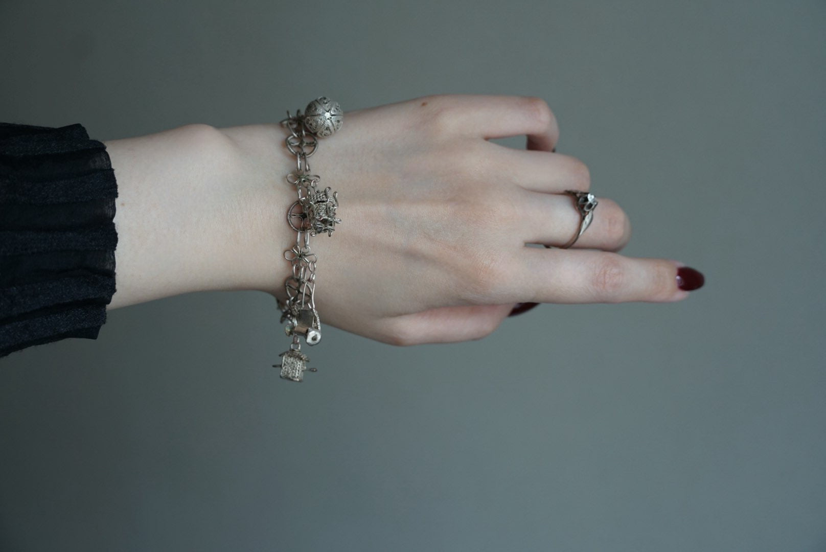 Vintage 800silver Bracelet with Filigree Charm