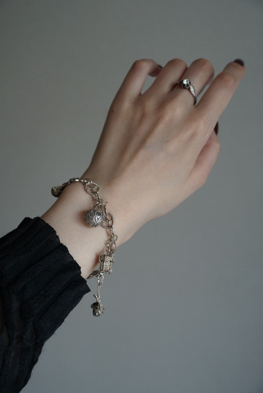 Vintage 800silver Bracelet with Filigree Charm