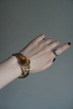 Vintage Speckled Agate Gold Leaf Bangle