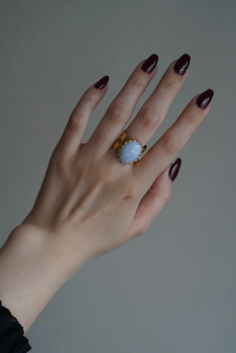 Vintage Oval Blue Lace Agate Ring