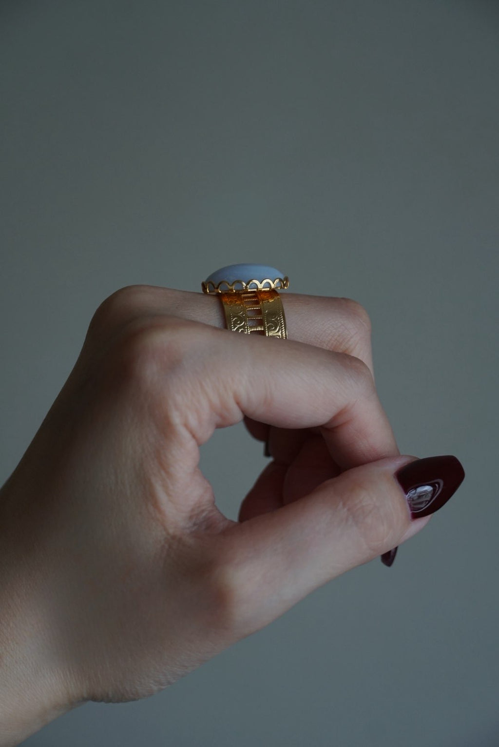 Vintage Oval Blue Lace Agate Ring