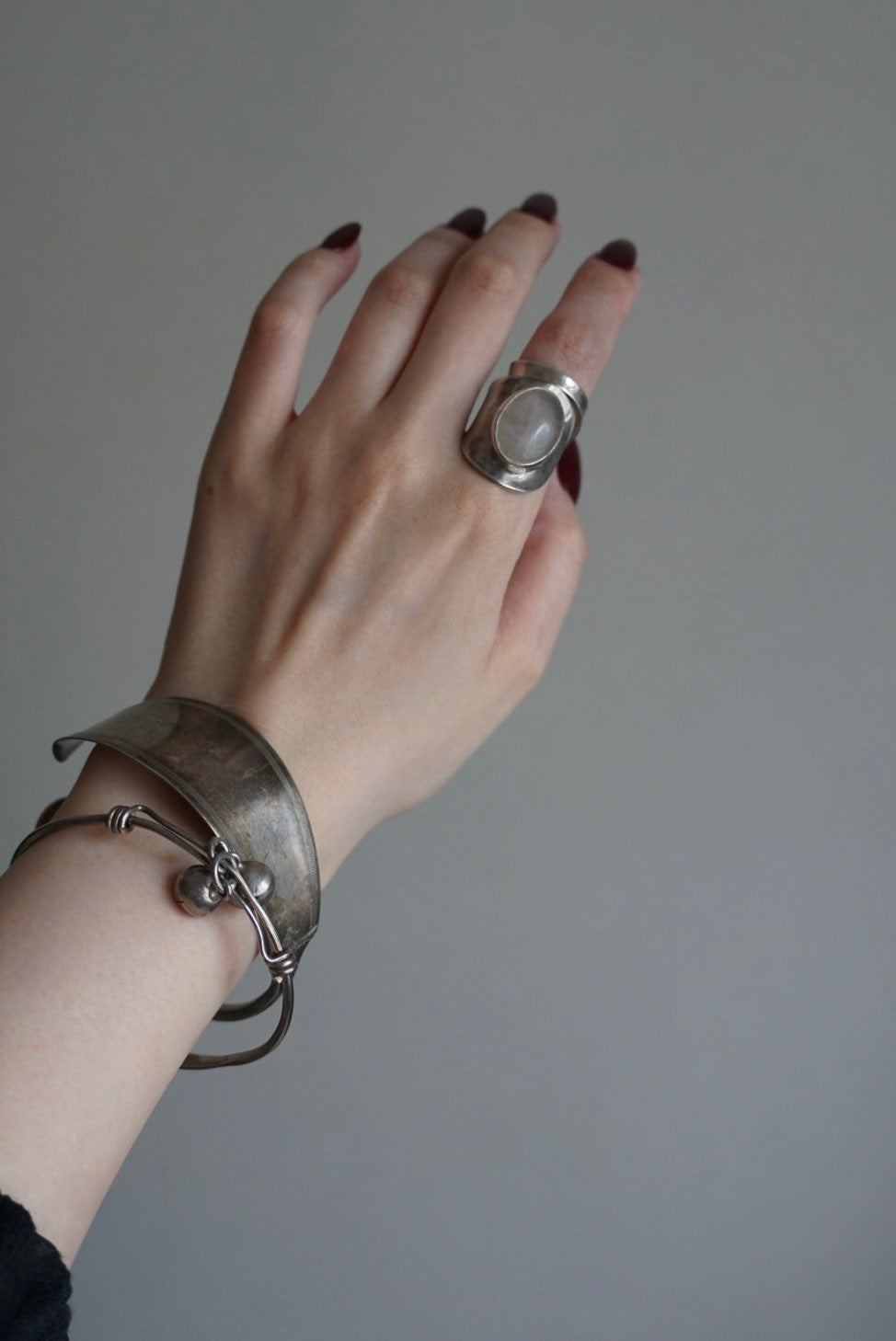 Vintage Silver×Moon Stone Indian Ring