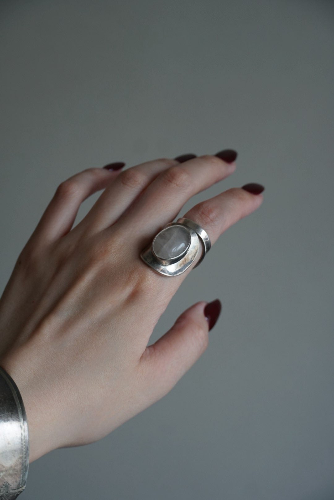 Vintage Silver×Moon Stone Indian Ring
