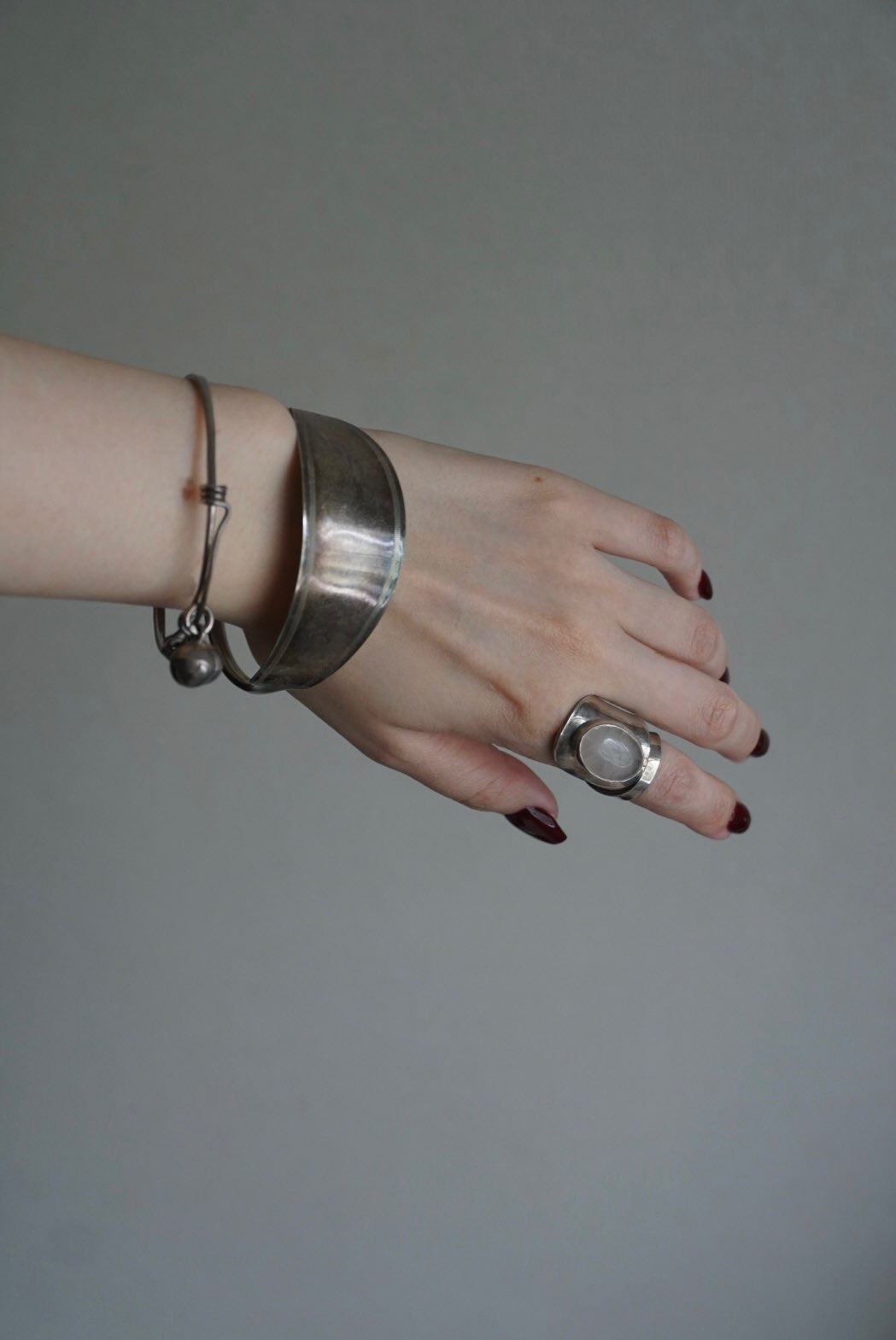 Vintage Silver×Moon Stone Indian Ring