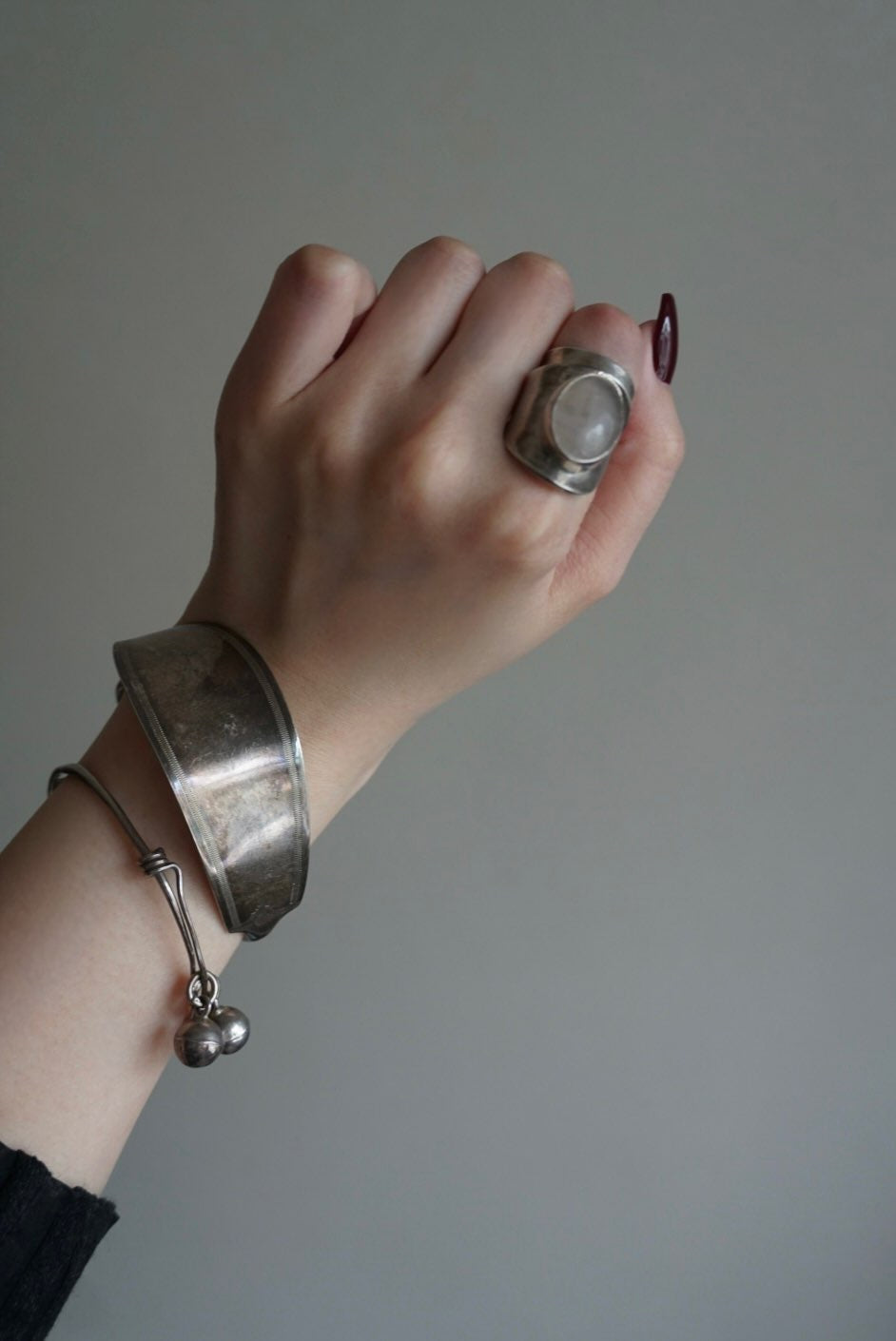 Vintage Silver×Moon Stone Indian Ring