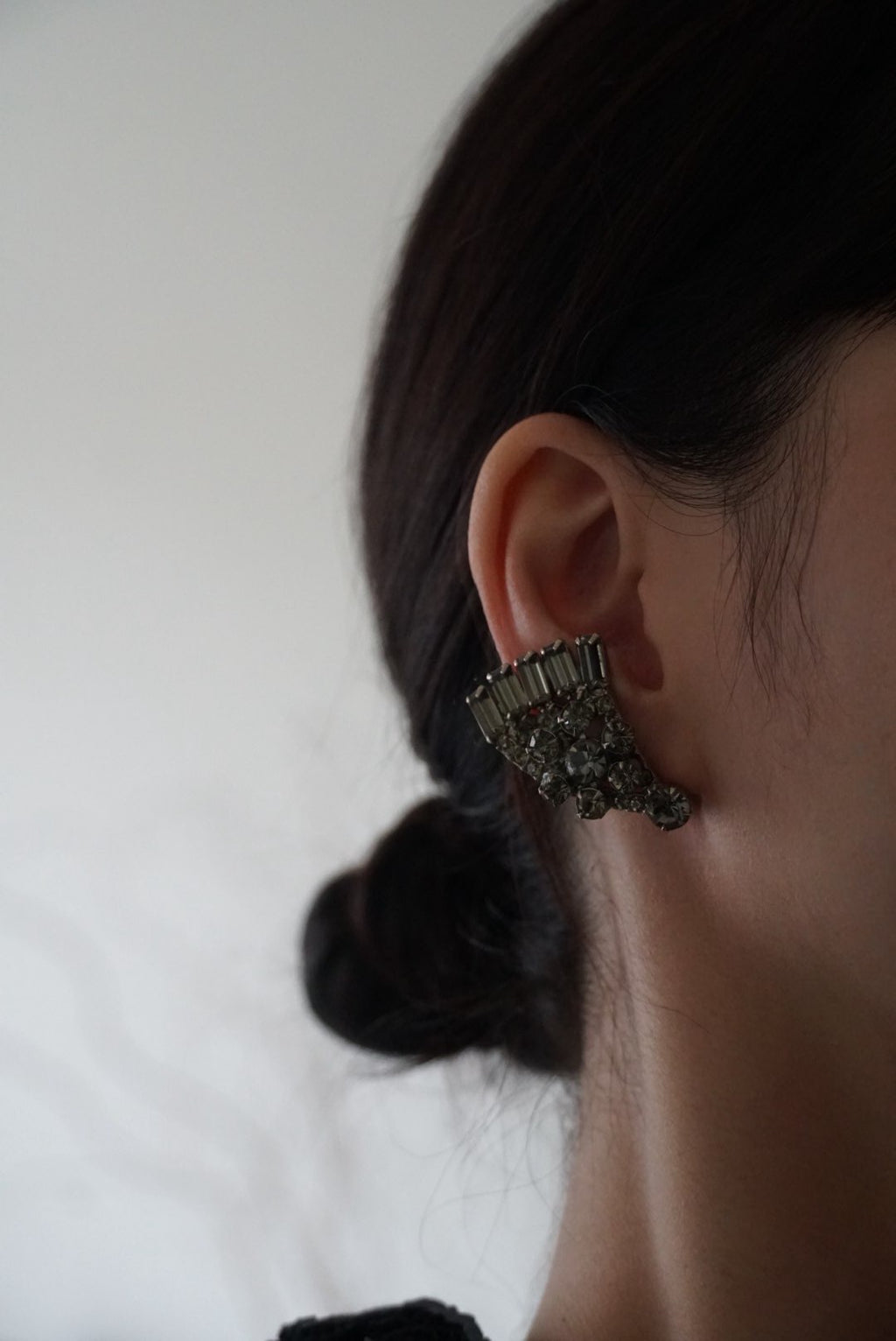 Vintage Smoke Gray Cut Glass Earrings