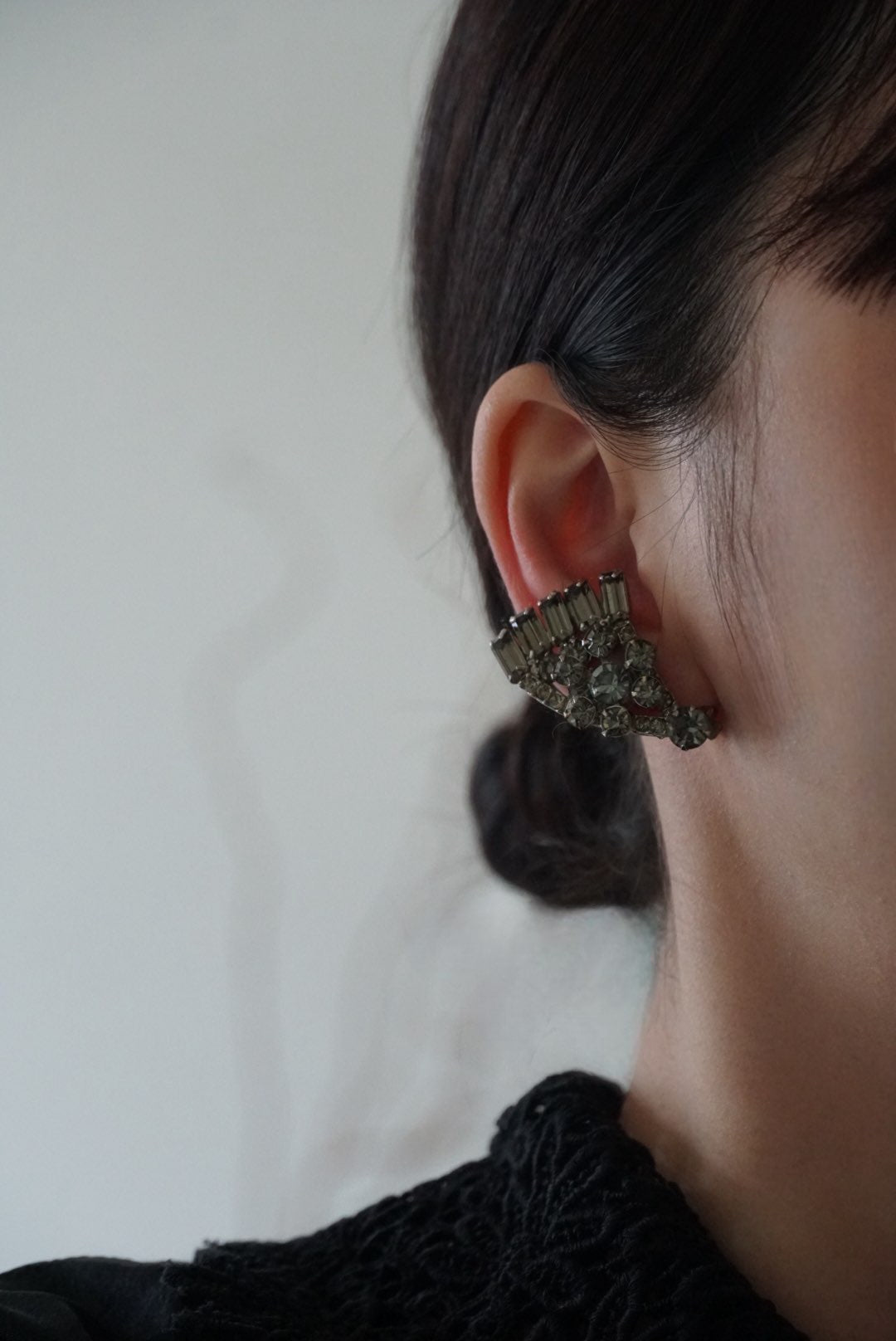Vintage Smoke Gray Cut Glass Earrings