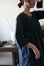 Antique French Cotton Filet lace Long Dress