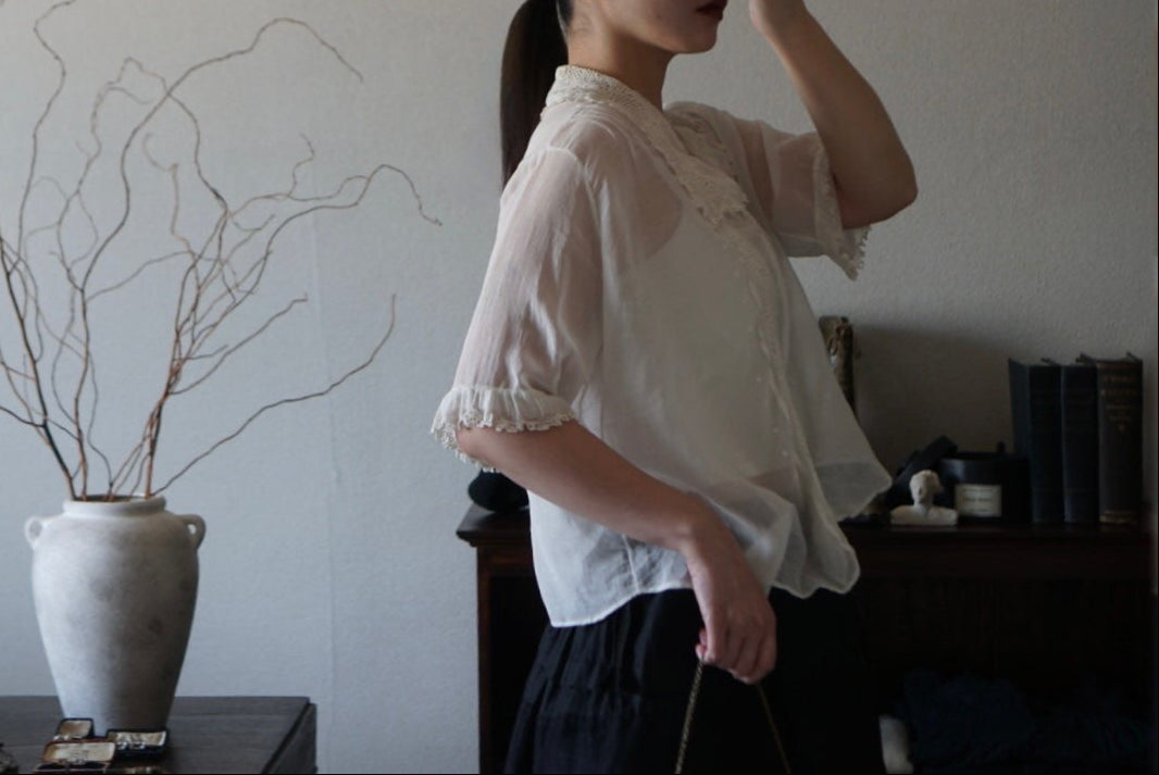 1910’s Cotton Voile Blouse with Irish Lace