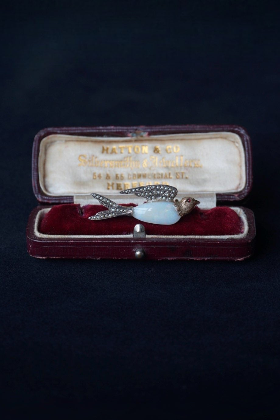 Victorian Opal×Pearl×Ruby Swallow Brooch