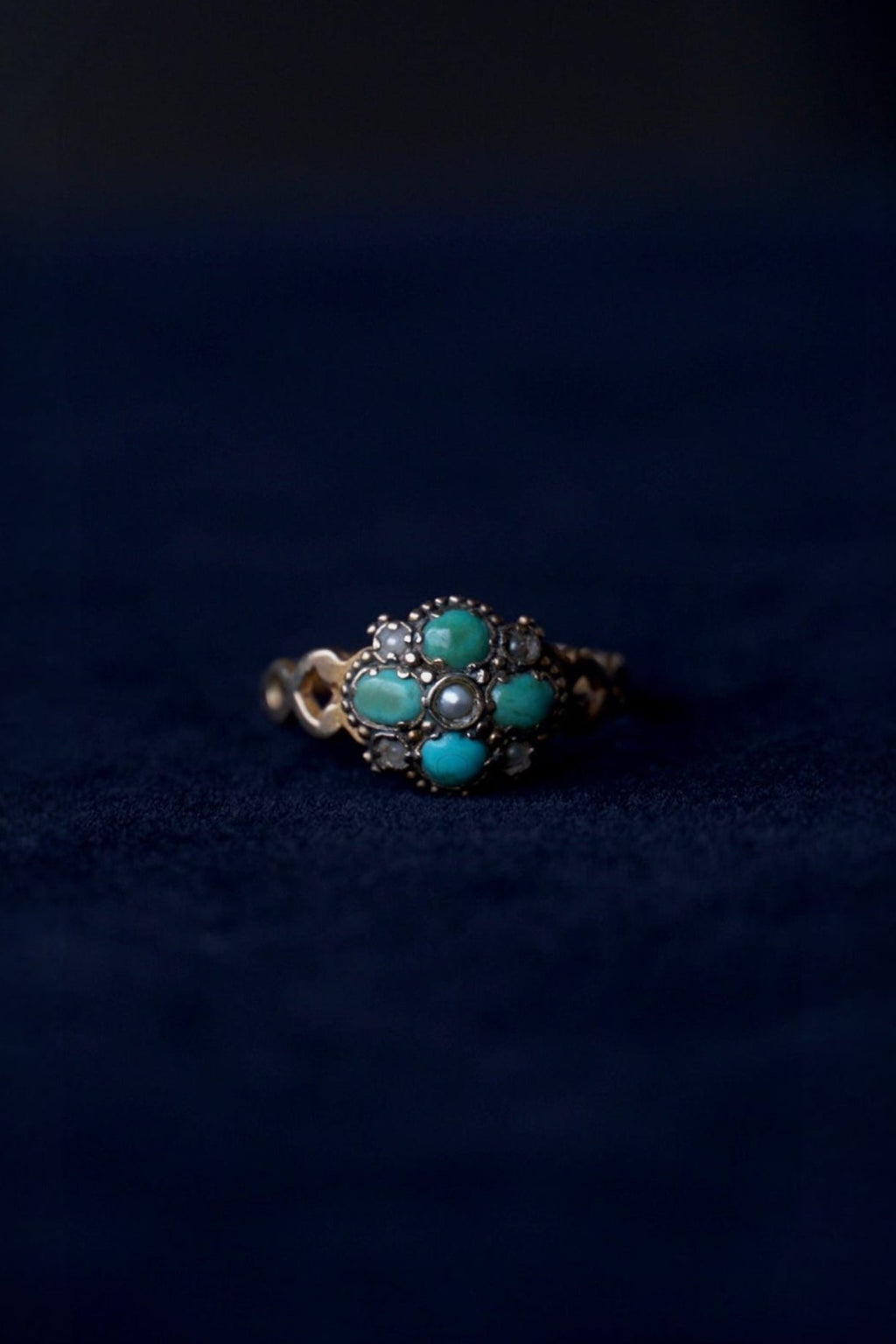 1864-65 Turquoise×Pearl×White Garnet Ring