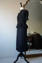 1940's Black Gathered Medium Dress