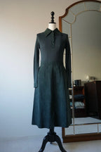 1970's Rib Knit×Suede Dress