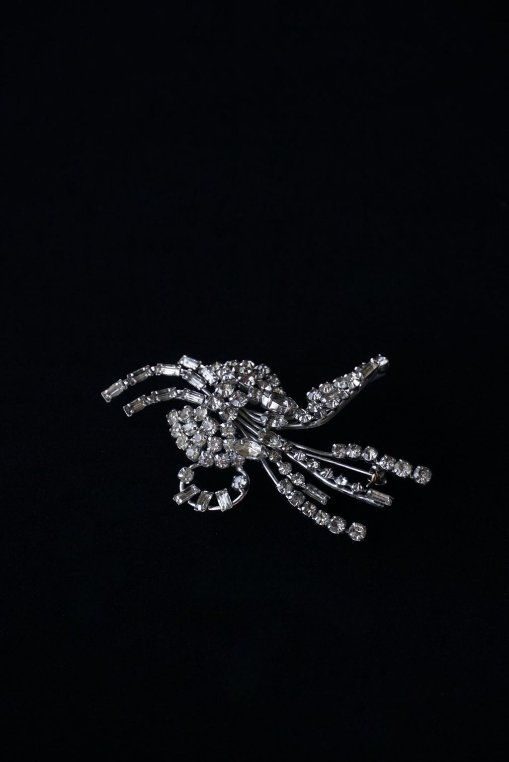 Vintage Glass Flower Spray Brooch