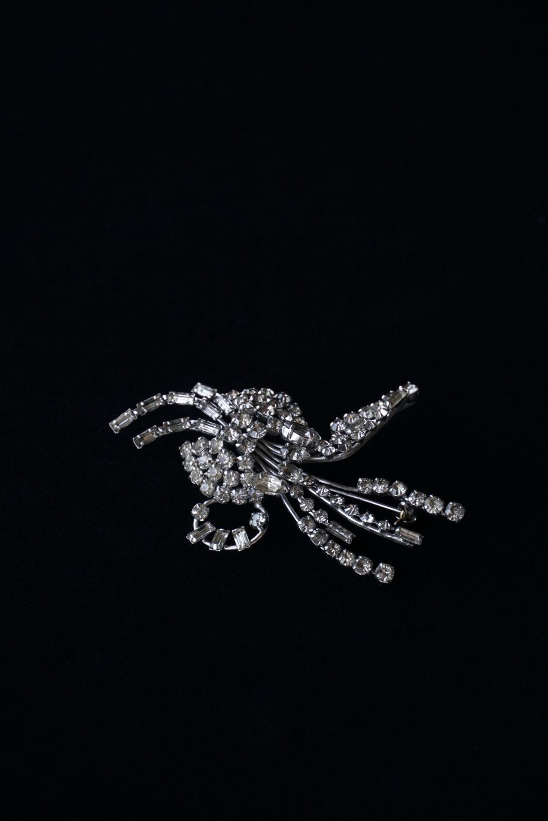 Vintage Glass Flower Spray Brooch